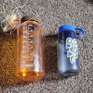 Nalgene Orange and Blue Water Bottles